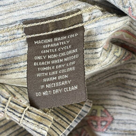 Kahala 1936 Tan/BrownTropical Stripe Print Casual Button Down Shirt Sz  … - Picture 6 of 7